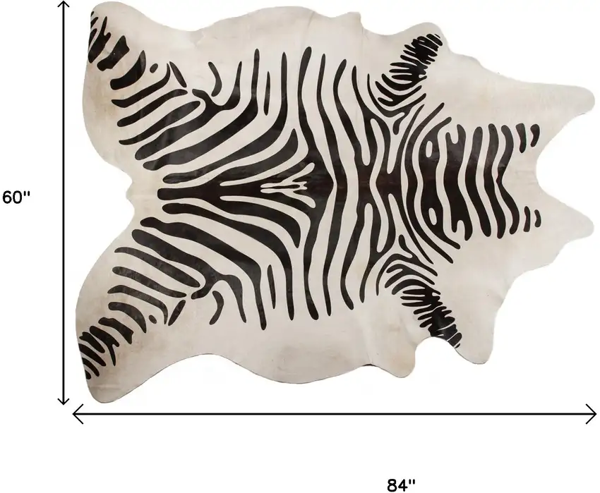 Zebra Stripe Black And White Natural Cowhide Area Rug Photo 8