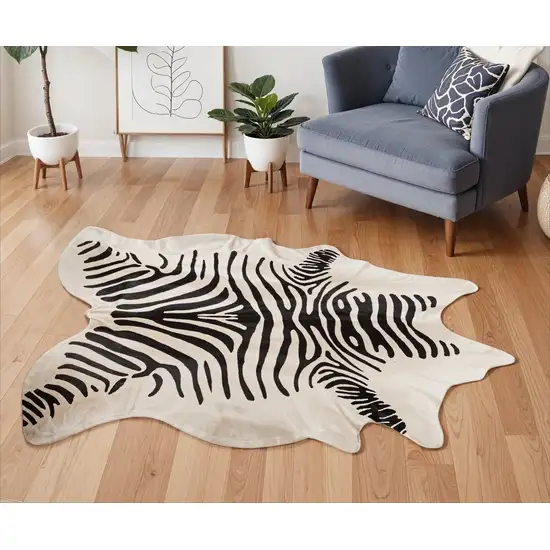 Zebra Stripe Black And White Natural Cowhide Area Rug Photo 1