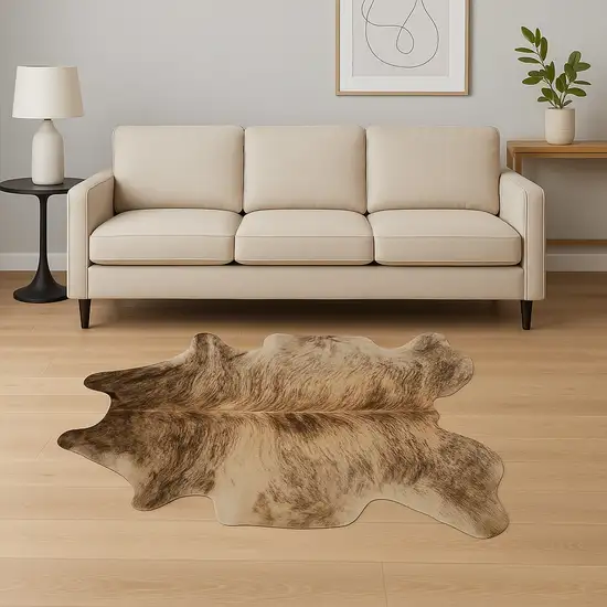 Brown Cowhide Cowhide Print Area Rug Photo 1