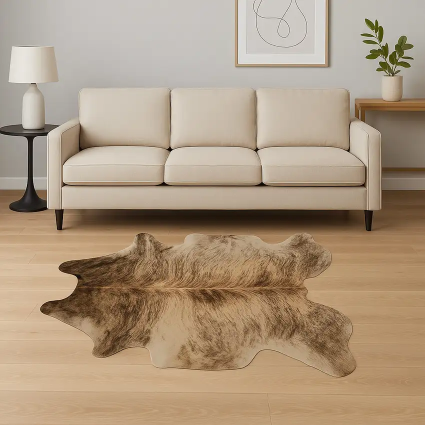 Brown Cowhide Cowhide Print Area Rug Photo 1