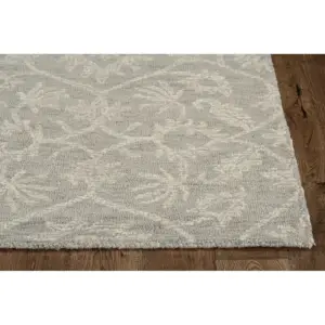 Grey Hand Tufted Space Dyed Floral Ogee Indoor Runner Rug