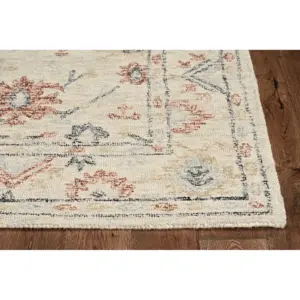 Ivory Hand Tufted Space Dyed Floral Traditional Indoor Runner Rug