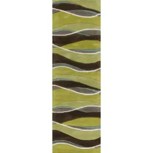 Lime Mocha Hand Tufted Abstract Waves Indoor Runner Rug