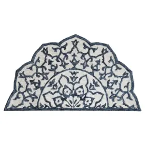 Navy and White Decorative Hearth Rug