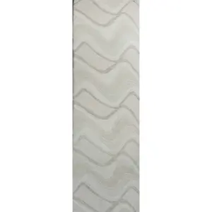 Ivory Abstract Waves Wool Runner Rug