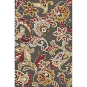 Taupe Hand Hooked UV Treated Floral Indoor Outdoor Area Rug